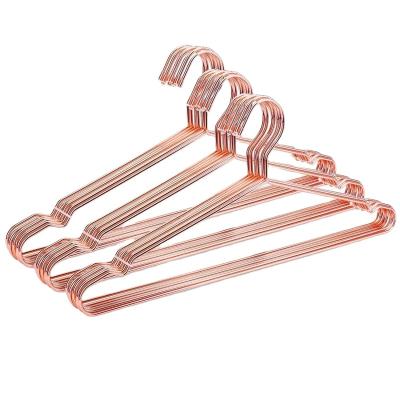 China Factory Supply CLASSIC Rose Gold Thickness 4.0mm Chrome Plated Metal Wire Hangers for sale