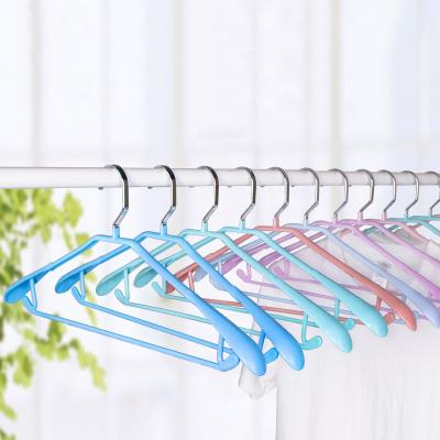 China Non-Slip Space Saving Metal Clothes Hanger Dress Shirt Coat Vinyl Hangers For Closet Organizer PVC Coated Metal Hanger for sale