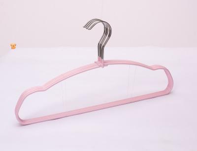 China Wholesale Personalized Customization Non Slip Trouser Skirt Pants Wire Hanger PVC Coated Kids Metal Hangers for sale