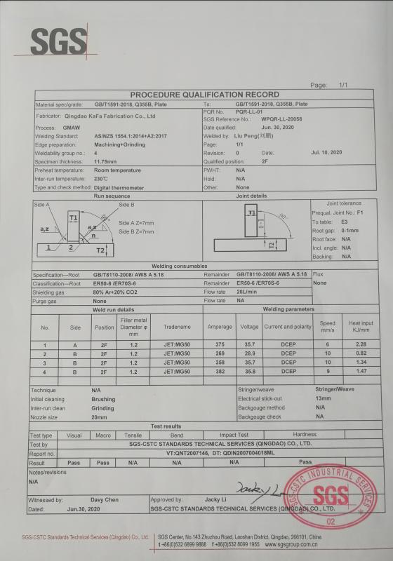 Procedure qualification record - Qingdao KaFa Fabrication Co., Ltd.