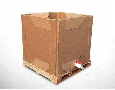 China 1000l Bulk Non-hazardous Collapsible Square Cardboard Paper Liquids Container IBC Flexitank Transport With Liner Bag For Palm Oil Liquid Transport for sale