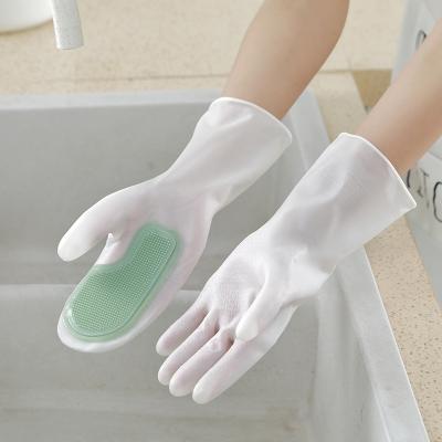 China New Cleaning PVC Cleaning Dishwashing Magic Gloves Brush Non-slip Thermal Insulation Thickened Wear-resistant Plastic Gloves for sale