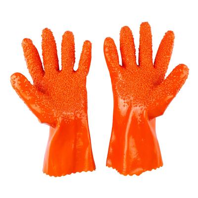 China Industrial Work Safety Anti Slip Resistant Canvas Cuff Acid Resistant Glove for sale