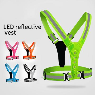 China 3 Mode USB Reflective Vest Waterproof Rechargeable Portable High Reflective LED Night Safety Running Vest for sale