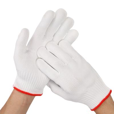 China Good quality wear-resistant and thick white cotton anti-slip yarn construction nylon gloves work non-slip repair gloves for sale