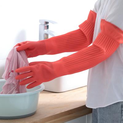 China Long Sleeve Kitchen Cleaning Wash Bombs Household Gloves Cleaning Long Sleeve Red Latex Gloves Waterproof for sale