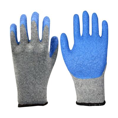 China Anti Slip Anti Slip Dark Gray Polycotton Twine Knitted Chat Blue Ply Palm Latex Coated Dipped Industrial Construction Gloves for sale