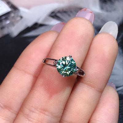 China 925 Silver Casual / Sporty Engagement Ring Diamond 1Carat 2Carat Around Green Blue Moissanite Ring for sale