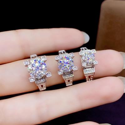 China 925 Engagement Real Moissanite Casual/Sporty Silver Ring D VVS GRA Ring Diamond 1Carat 2Carat 3CaratRound for sale