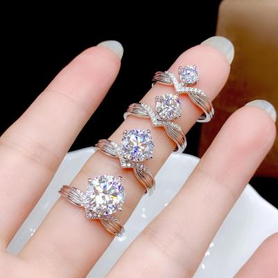 China 925 Casual/Sports Silver Engagement Ring Diamond 1Carat 2Carat 3Carat Round Real Moissanite D Ring VVS GRA for sale