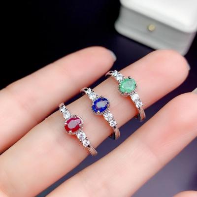 China RUBY EMERALD Casual/Sporty Natural Lady Sapphire RING 925 Sterling Silver Precious Gem for sale