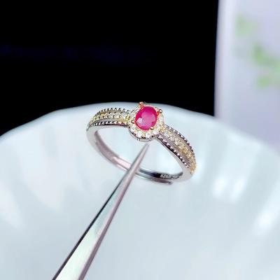 China Wholesale High End Casual / Sporty Natural Red Color Ring 925 Sterling Silver Inlaid Womens Jewelry Beautiful for sale