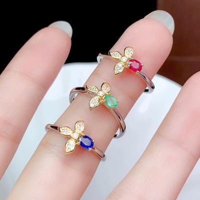 China RUBY EMERALD Casual/Sporty Natural Lady Sapphire RING 925 Sterling Silver Precious Gem for sale