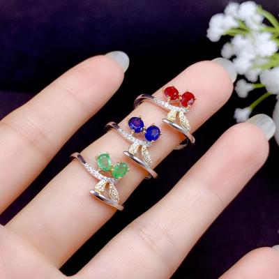 China RUBY EMERALD Casual/Sporty Natural Lady Sapphire RING 925 Sterling Silver Precious Gem for sale