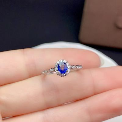 China Sterling Silver Style 925 Ring Adjustable Genuine Sapphire Gemstone Gem Lady Casual/Sporty Natural Simple Size for sale