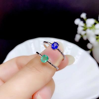 China GREEN Lady's RING 925 Sterling Silver Precious Gemstone Casual/Sporty Natural Sapphire for sale