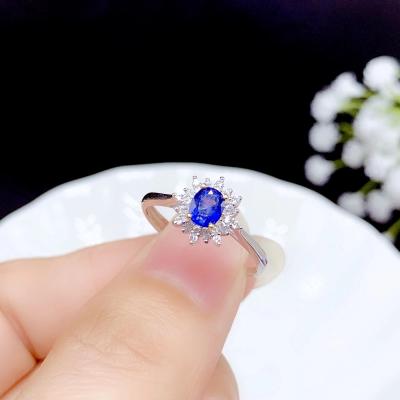 China GREEN Lady's RING 925 Sterling Silver Precious Gemstone Casual/Sporty Natural Sapphire for sale