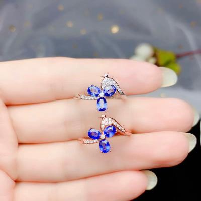 China Beautiful Color 925 Sterling Silver Lady of Sri Lanka Casual/Sporty Natural Sapphire Ring for sale