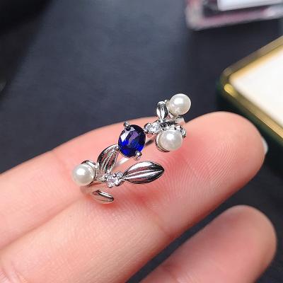 China 0.5carat Ring 0.5carat Natural Natural Chinese Gemstone Women's Sapphire Gem Jewelry 925 Sterling Silver Genuine for sale