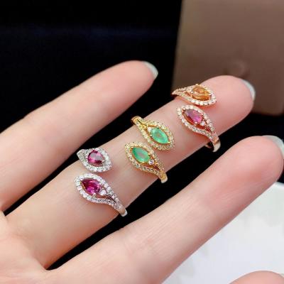 China New Casual / Sporty Natural Green Tourmaline Ring 925 Sterling Silver Jewelry Wholesale for sale