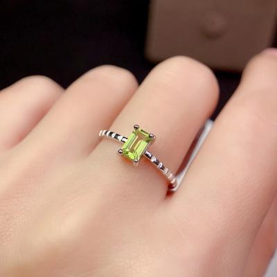 China Sterling Silver Style 925 Adjustable Genuine Ring Olivine Gemstone Gem Lady Casual/Sporty Natural Single Size for sale