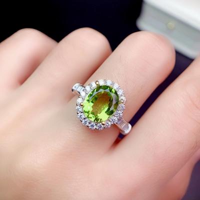 China 925 Sterling Silver 3.5 Carat Natural Olivine Women's Casual/Sporty Women's Olivine Boutique Jewelry Wholesale for sale