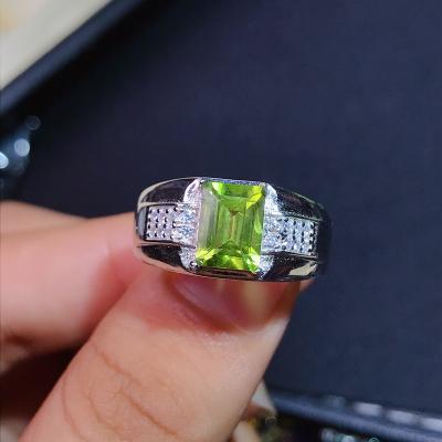 China 2carat Natural Olivine Women's Casual/Sporty Olivine RING 925 Sterling Silver Olivine Boutique Jewelry Wholesale for sale