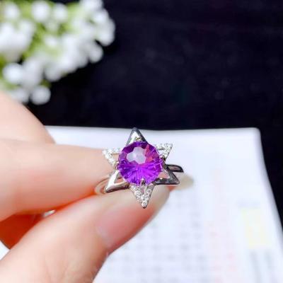 China Sterling Silver Amethyst Casual / Sporty Cut Process 925 Beautiful Women's Ring Kaleidoscope for sale