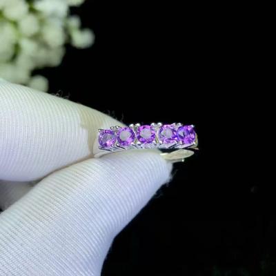 China Japanese and Korean Style 925 Sterling Silver Amethyst Ring New Women Natural Casual/Sporty for sale