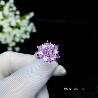 China Japanese and Korean Style 925 Sterling Silver Amethyst Ring New Women Natural Casual/Sporty for sale