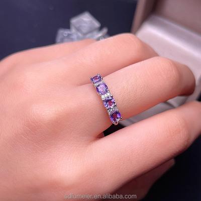 China Japanese and Korean Style 925 Sterling Silver Amethyst Ring New Women Natural Casual/Sporty for sale