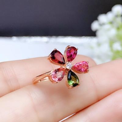 China Tourmaline natural casual/sporty women's ring exaggerates European and American style, hot selling style 925 sterling silver does not change c for sale