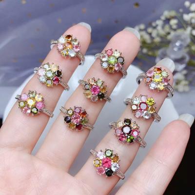 China Tourmaline natural casual/sporty women's ring exaggerates European and American style, hot selling style 925 sterling silver does not change c for sale