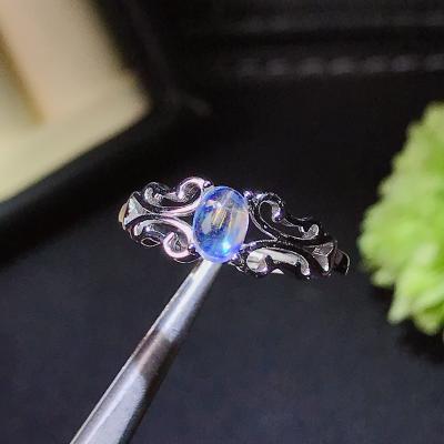 China Casual/Sporty Natural Moonstone Ring Blue MOONSTONE 925 Sterling Silver Hot Selling Women Style for sale