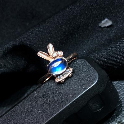 China Casual/Sporty Natural Moonstone Ring Blue MOONSTONE 925 Sterling Silver Hot Selling Women Style for sale