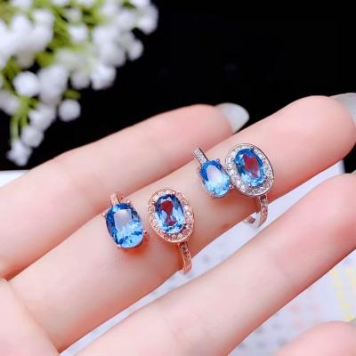 China Natural Women's Casual/Sporty 925 Sterling Silver Simple Style Topaz Ring for sale