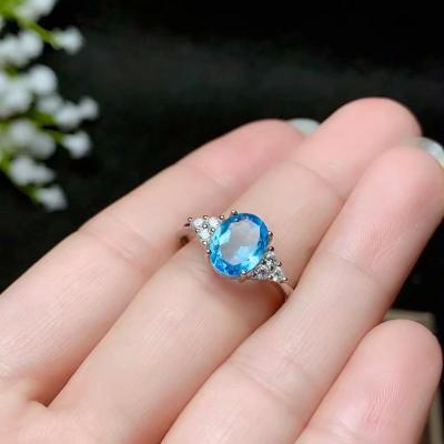 China 2CT Topaz Ring Natural Casual/Sporty Women's 925 Sterling Silver Simple Style for sale