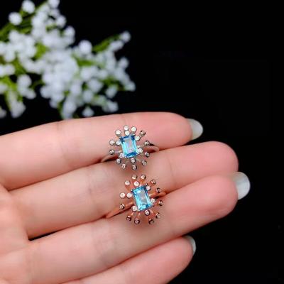 China Natural Women's Casual/Sporty 925 Sterling Silver Simple Style Topaz Ring for sale