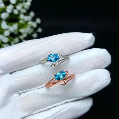 China Natural Women's Casual/Sporty 925 Sterling Silver Simple Style Topaz Ring for sale