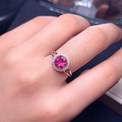 China Women's Natural Topaz Ring 925 Sterling Silver Simple Style 1 Carat Pink Casual / Sporty for sale