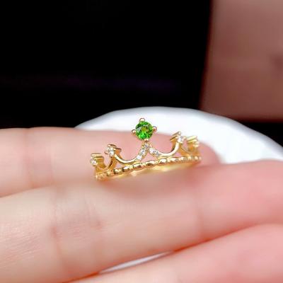 China Adjustable Genuine Genuine 925 Ring Gemstone Gem Lady Single Cut Casual/Sporty Natural Sterling Silver Diopside for sale