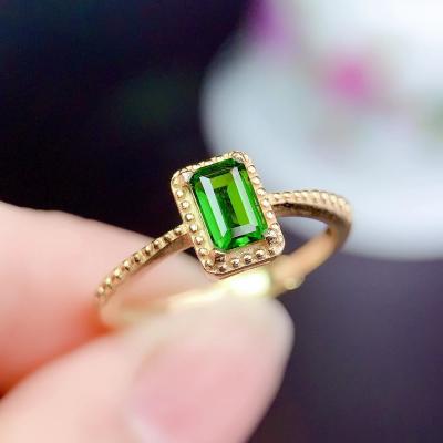 China Adjustable Genuine Genuine 925 Ring Gemstone Gem Lady Single Cut Casual/Sporty Natural Sterling Silver Diopside for sale