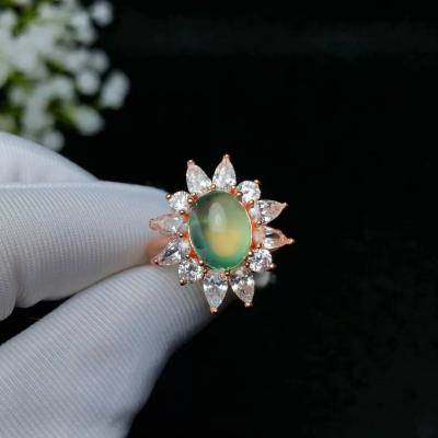 China Luxury Style Clean and Beautiful Jewelry Lady's Casual/Sporty Natural Prehnite 925 Sterling Silver RING Wholesale for sale