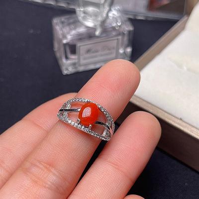 China Beautiful Southern Red Agate Lady Ring Jewelry Casual / Sporty Natural Red Gem Color for sale