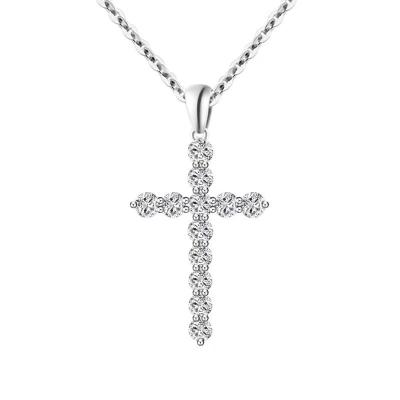 China Others Real Moissanite Cross Style Necklace Genuine 925 Silver Women's Necklace for sale