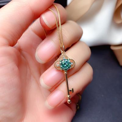 China Other Moissanite Necklace 1CT VVVS Lab Green Diamond For Women Engagement Gift For Anniversary Necklace Certified Genuine 925 Silver for sale