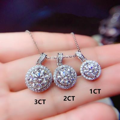 China Other Real Moissanite Necklace 1CT 0.5CT VVS Lab Diamond For Women Engagement Gift For Anniversary Necklace Certified Genuine 925 Silver for sale