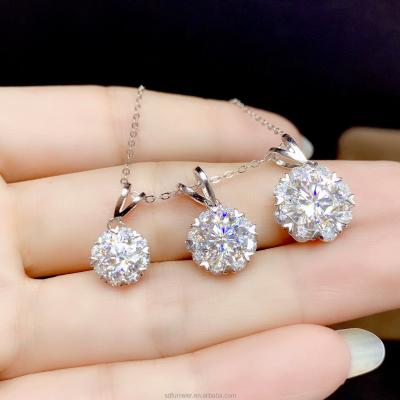 China Other Real Moissanite Necklace 1CT 3CT VVS Lab Diamond For Women Engagement Gift For Anniversary Necklace Certified Genuine 925 Silver for sale