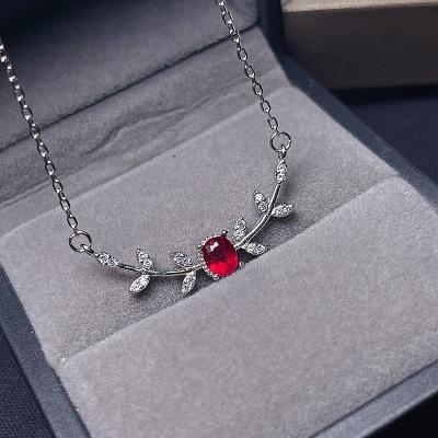 China Office / Career Ruby Color Clavicle Necklace 925 Sterling Silver Hot Sale Chain Beautiful for sale