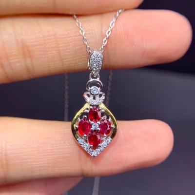 China Office / Career Filled Ruby Necklace 925 Sterling Silver Color Clavicle Hot Selling Lovely Chain for sale